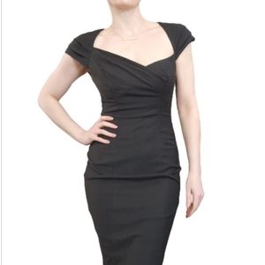 Bebe Asymmetrical Neckline Pencil Dress